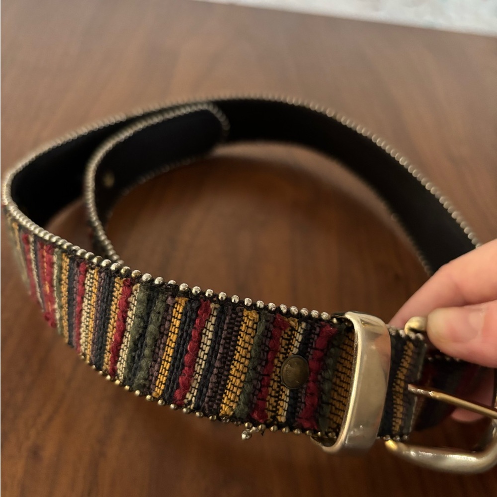 Casual Corner Multicolor Striped‎ Belt with Silver Buckle